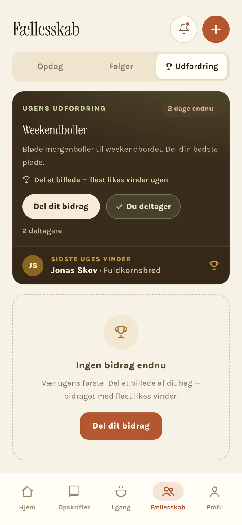 Ugens udfordring i appen med galleri over alle bidrag